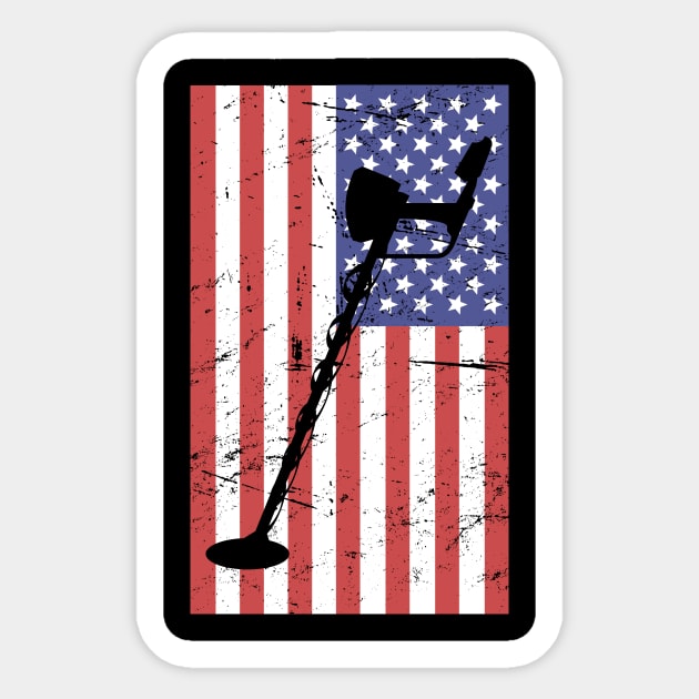 Metal Detector & United States Flag Sticker by MeatMan